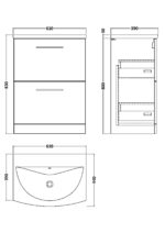 600mm Floor Standing 2-Drawer Vanity & Basin 4 - Image 2
