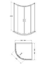 900mm x 900mm Quadrant - Chrome - Image 3