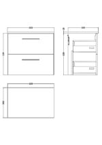 600mm Wall Hung 2 Drawer Vanity & Worktop - Image 2