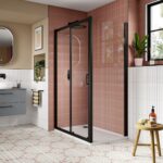 1400mm Sliding Shower Door - Matt Black - Image 3