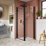 900mm Hinged Shower Door- Matt Black - Image 3