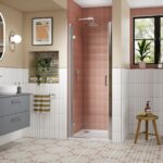 800mm Hinged Shower Door- Chrome - Image 2