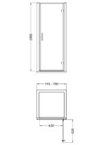 800mm Hinged Shower Door- Matt Black - Image 4