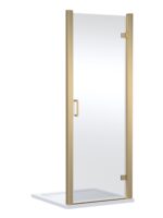 800mm Hinged Shower Door- Brushed Brass