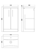 Nuie Arno 500mm Floor Standing 2 Door Vanity & Basin 1 - Image 3