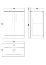 600mm Floor Standing 2 Door Vanity & Basin 1 - Image 3