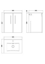 500mm Wall Hung 2 Door Vanity & Basin 2 - Image 2