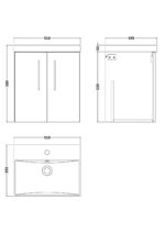 Nuie Arno 500mm Wall Hung 2 Door Vanity & Basin 3 - Image 2