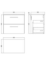 Nuie Arno 600mm Wall Hung 2 Drawer Vanity & Worktop - Image 4