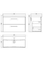 Nuie Arno 800mm Wall Hung 2 Drawer Vanity & Basin 3 - Image 2