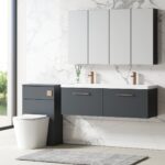 1200mm Wall Hung 2 Drawer Vanity & Double Basin - Image 4