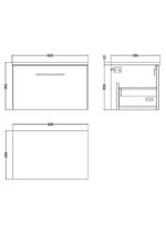 600mm Wall Hung 1 Drawer Vanity & Laminate Top - Image 4