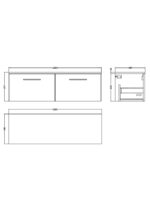 1200mm Wall Hung 2 Drawer Vanity & Worktop - Image 4