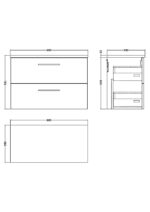 800mm Wall Hung 2 Drawer Vanity & Laminate Top - Image 2