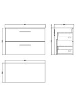 800mm Wall Hung 2 Drawer Vanity & Worktop - Image 2