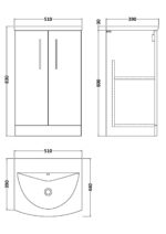 500mm Floor Standing 2 Door Vanity & Basin 4 - Image 2