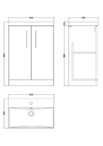 600mm Floor Standing 2 Door Vanity & Basin 3 - Image 2