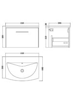 600mm Wall Hung 1 Drawer Vanity & Basin 4 - Image 2