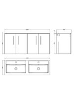 1200mm Wall Hung 4 Door Vanity & Double Basin - Image 3