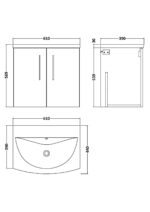 600mm Wall Hung 2 Door Vanity & Basin 4 - Image 2