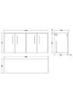 1200mm Wall Hung 4-Door Vanity & Laminate Worktop - Image 2