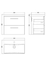 600mm Wall Hung 2 Drawer Vanity & Basin 3 - Image 2