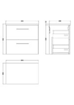 600mm Wall Hung 2 Drawer Vanity & Laminate Top - Image 2