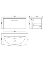 Nuie Arno 800mm Wall Hung 1 Drawer Vanity & Basin 4 - Image 2
