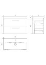 800mm Wall Hung 2 Drawer Vanity & Basin 3 - Image 2