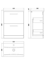 600mm Floor Standing 2 Drawer Vanity & Basin 1 - Image 2