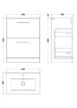 600mm Floor Standing 2 Drawer Vanity & Basin 2 - Image 2