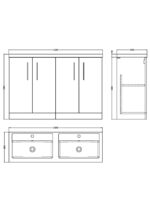 1200mm Floor Standing 4 Door Vanity & Double Basin - Image 4