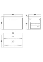 600mm Wall Hung 1 Drawer Vanity & Basin 1 - Image 4