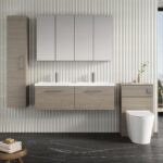 1200mm Wall Hung 2 Drawer Vanity & Double Basin - Image 2