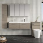 1200mm Wall Hung 2 Drawer Vanity & Double Basin - Image 2