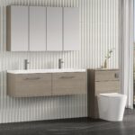 1200mm Wall Hung 2 Drawer Vanity & Double Basin - Image 4