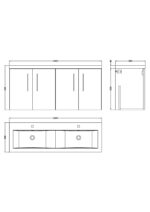 1200mm Wall Hung 4 Door Vanity & Double Basin - Image 5