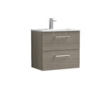 600mm Wall Hung 2 Drawer Vanity & Basin 2