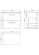 600mm Wall Hung 2 Drawer Vanity & Laminate Top - Image 4