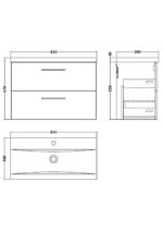 800mm Wall Hung 2 Drawer Vanity & Basin 1 - Image 2