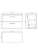 800mm Wall Hung 2 Drawer Vanity & Laminate Top - Image 2