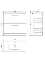 Nuie Arno 800mm Floor Standing 2 Drawer Vanity & Basin 2 - Image 2