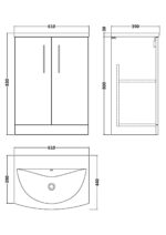 600mm Floor Standing 2-Door Vanity & Basin 4 - Image 2