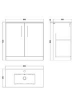 800mm Floor Standing 2-Door Vanity & Basin 2 - Image 2
