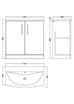800mm Floor Standing 2-Door Vanity & Basin 4 - Image 2