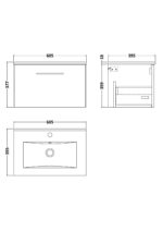 600mm Wall Hung 1-Drawer Vanity & Basin 2 - Image 2
