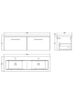 1200mm Wall Hung 2-Drawer Vanity & Double Basin - Image 3