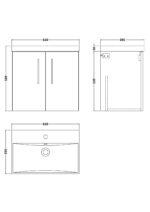 600mm Wall Hung 2-Door Vanity & Basin 3 - Image 2