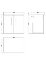 600mm Wall Hung 2-Door Vanity & Laminate Worktop - Image 2