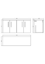 1200mm Wall Hung 4-Door Vanity & Worktop - Image 2
